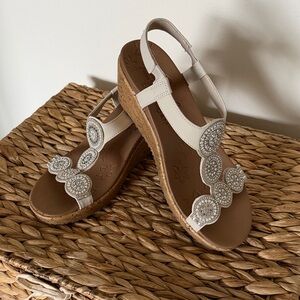 Sketchers White Wedge Sandals with Embellishments